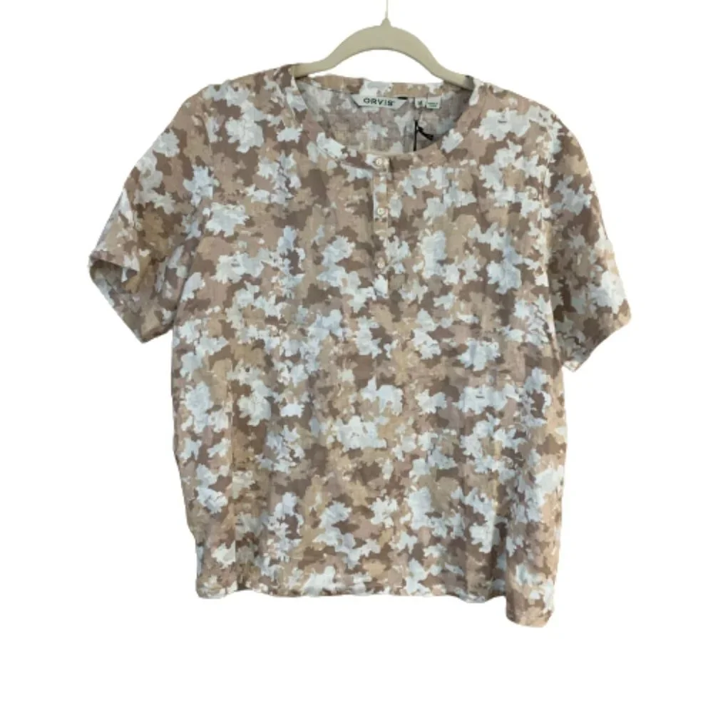 NWT Women’s Orvis Odor Control Outsmart Fresh Linen Medium Brown Camo Blouse - Picture 1 of 13